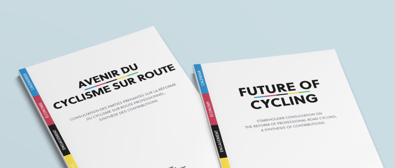 Englisches und französisches Titelblatt des UCI-Konsultationsberichts „Future of Cycling“